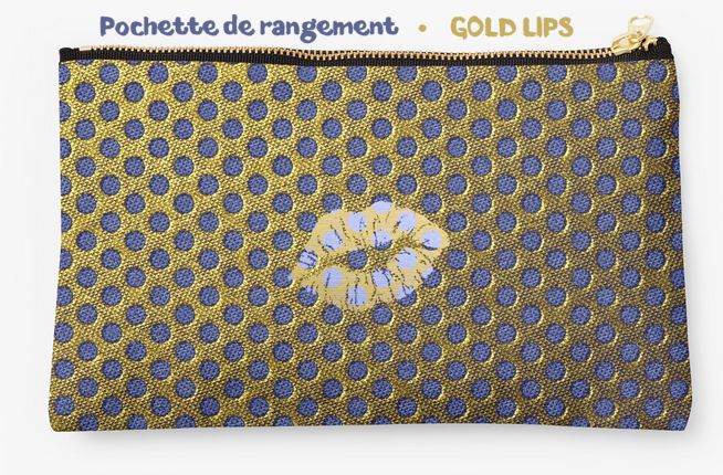 pochette de rangement gold lips